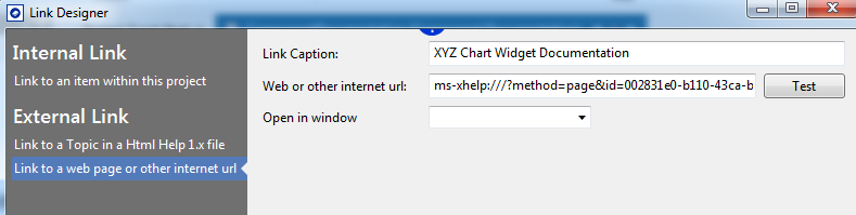 在另一個(gè)Microsoft Help Viewer項(xiàng)目中指向主題的鏈接示例